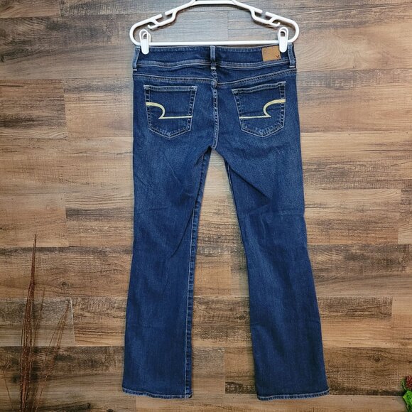 American Eagle Jeans 8 R Slim Boot Low Rise Stretch Medium Dark Wash - Picture 2 of 11